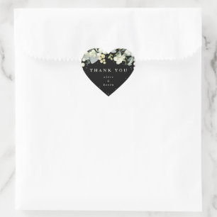 Sticker Cœur Black Snowberry+Eucalyptus Merci de Noël