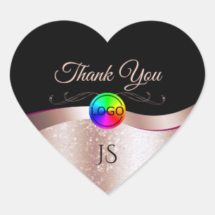 Sticker Cœur Black Wavy Rose Gold avec logo Monogram Merci