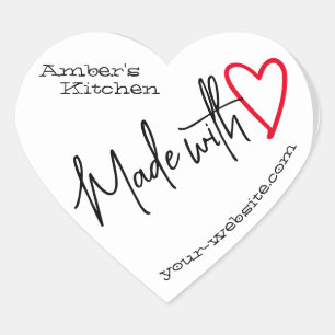 Sticker Cœur Blanc Simple De La Cuisine Fabriquée Avec Amour