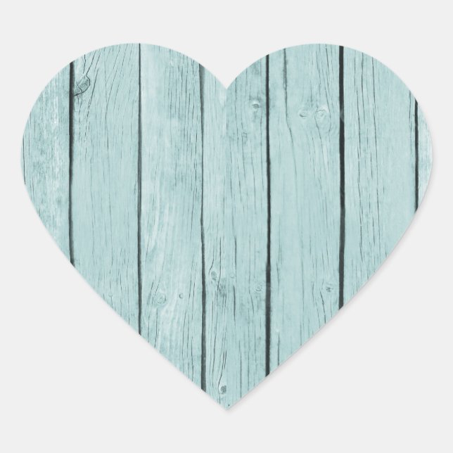 Sticker Cœur Bleu Chic Bois rustique (Devant)