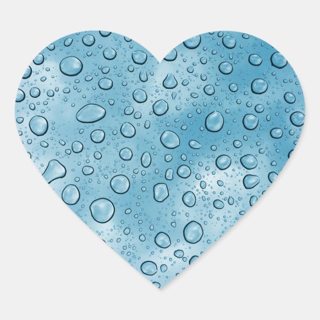 Sticker Coeur Bleu Eau Drit Amusant (Devant)