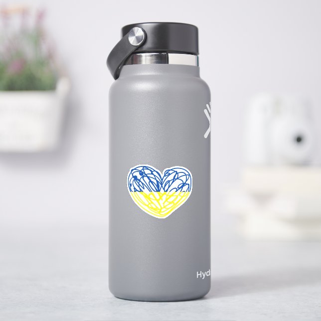 Sticker Coeur bleu et jaune, drapeau ukrainien (HydroFlask)
