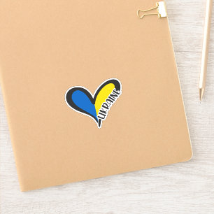 Sticker Coeur bleu et jaune, drapeau ukrainien
