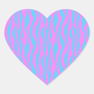 Sticker Cœur Bleu et rose zèbre