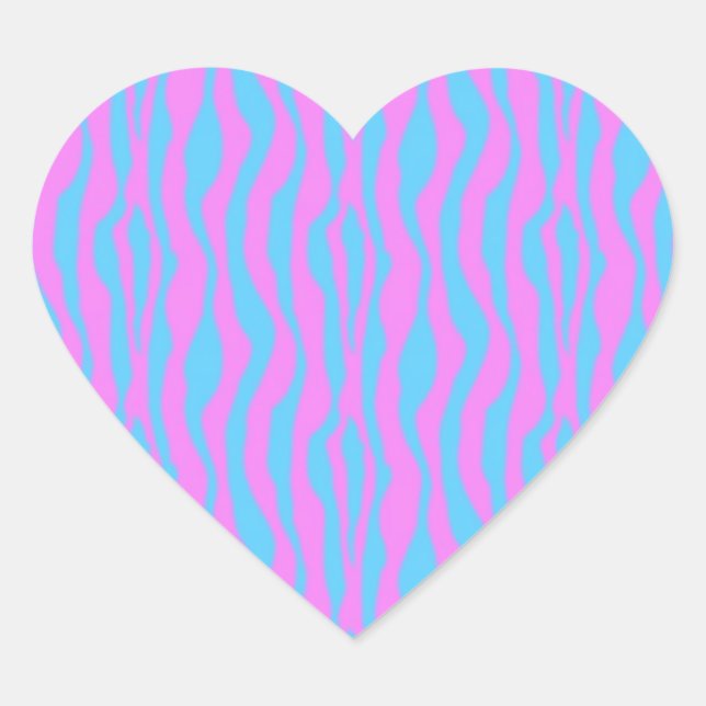 Sticker Cœur Bleu et rose zèbre (Devant)