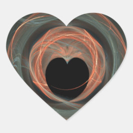 Sticker Cœur Bleu et Rouge Fractal Art Encerclé Coeur