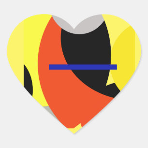 Sticker Cœur Bleu jaune Art Abstrait