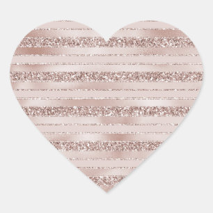 Sticker Cœur Bleu Parties scintillant rose rayures