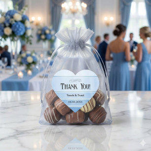 Sticker Cœur Bleu Ton sur Ton Rayé Mariage Merci