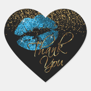 Sticker Cœur Bleu Turquoise Parties scintillant Lipstick - Merc