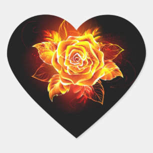 Sticker Cœur Blooming Fire Rose