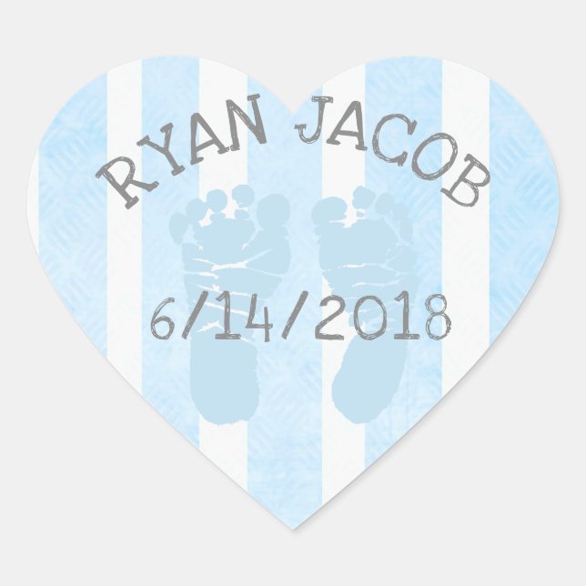 Sticker Cœur Blue Herat Baby Faire-part Empreintes (Devant)