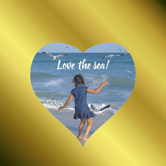 Sticker Cœur Blue Sea and Beach Joy Happy Dance Texte photo
