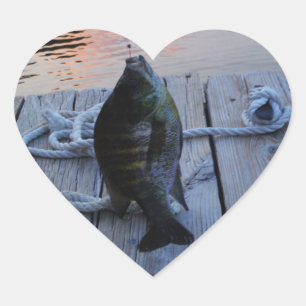 Sticker Cœur Bluegill au coucher du soleil Lac Arrowhead