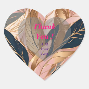 Sticker Cœur Blush Pink Gold Modern Boho Collection Feuilles