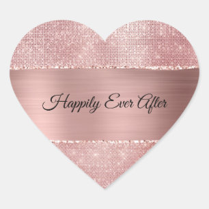 Sticker Cœur Blush rose glamour scintillant étincelant