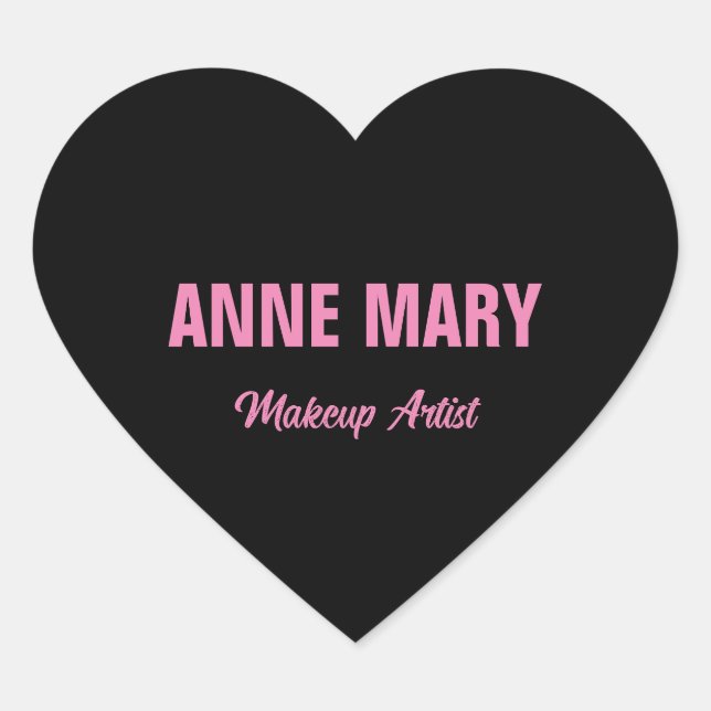 Sticker Cœur Blush Rose Noir Nom Entreprise Maquilleuse (Devant)