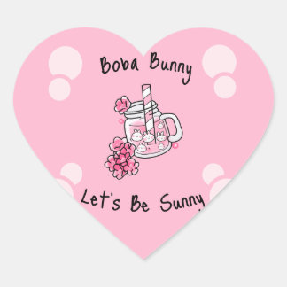 Sticker Cœur Boba Bunny Soyons Sunny Kawaii Rose