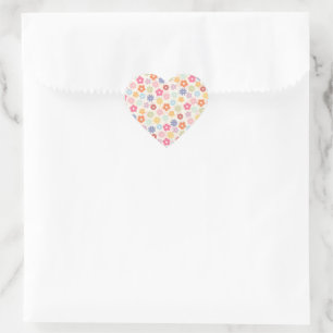 Sticker Cœur Boho 70's Retro Daisy Flowers