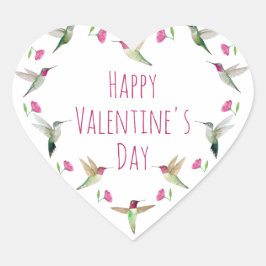 Sticker Cœur Boho Happy Valentine Anna's Hummingbirds