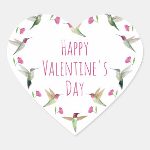 Sticker Cœur Boho Happy Valentine Anna's Hummingbirds