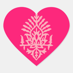 Sticker Cœur Boho India Block Print