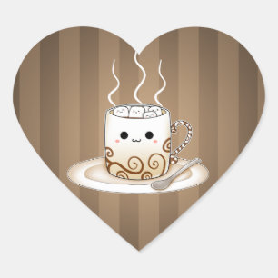 Sticker Cœur Boisson de cacao chaud Cute kawaii
