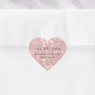 Sticker Cœur Bokeh rose vif   Merci professionnel personnalisé