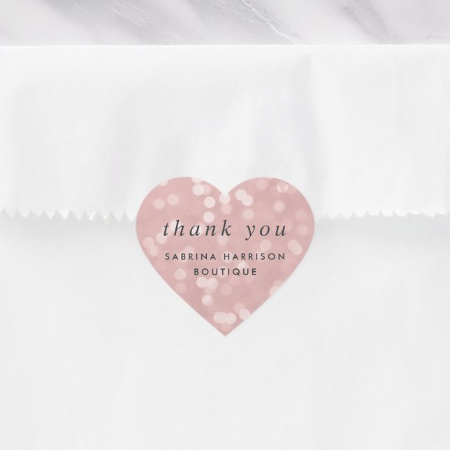 Sticker Cœur Bokeh rose vif | Merci professionnel personnalisé (Créateur téléchargé)