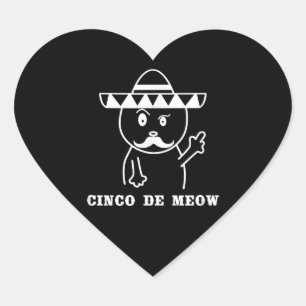 Sticker Cœur Bon Cinco De Meow Cat Boys Heureux Cinco De Mayo