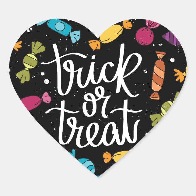 Sticker Cœur Bonbons D'Halloween Trou Ou Traite (Devant)