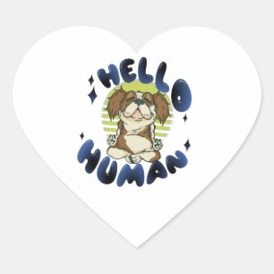 Sticker Cœur Bonjour humain Méditer chien de yoga