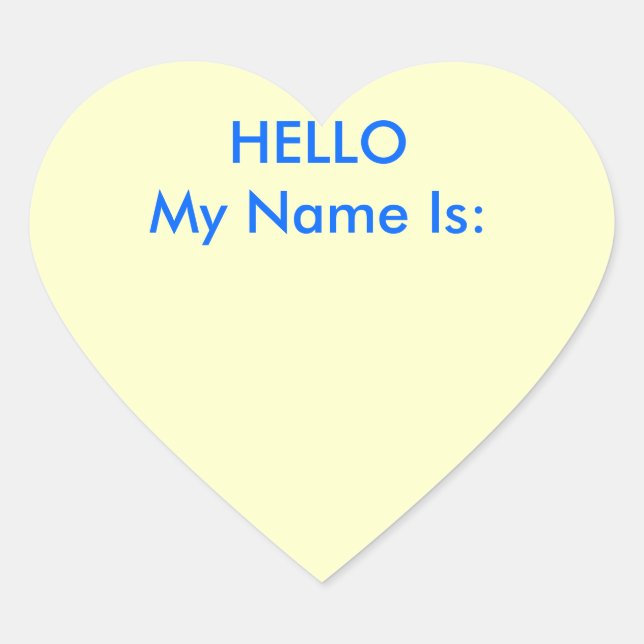 Sticker Cœur BONJOUR mon nom est : (Devant)