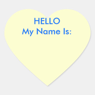 Sticker Cœur BONJOUR mon nom est :