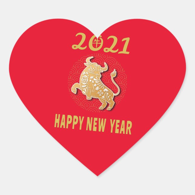 Sticker Cœur Bonne année chinoise 2021 (Devant)