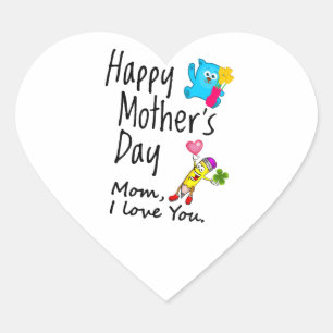 Sticker Cœur Bonne fête des mères. Maman, je t'aime.