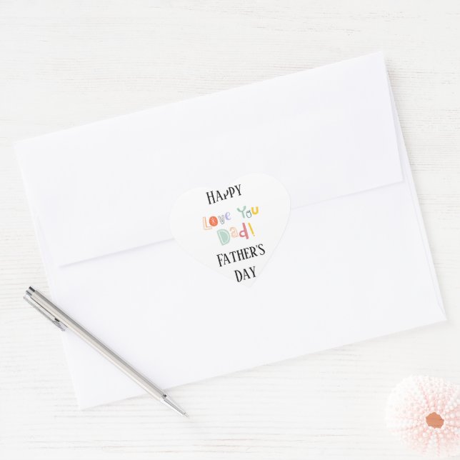 Sticker Cœur Bonne Fête des pères, je t'aime papa (Enveloppe)