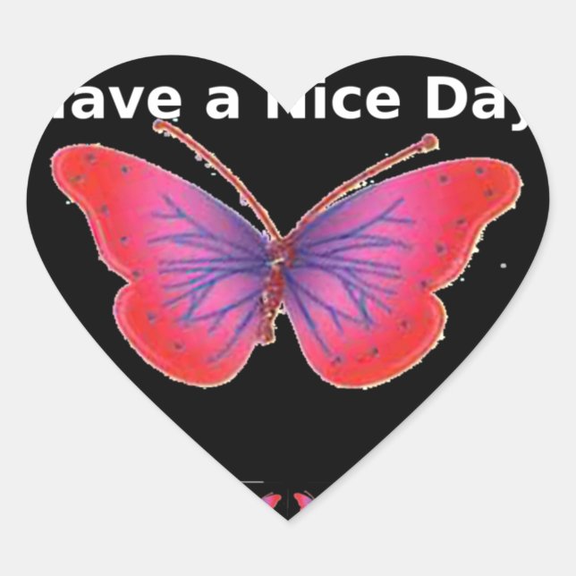 Sticker Cœur Bonne journée et meilleure nuit Papillon Art (Devant)