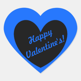 Sticker Cœur "Bonne Saint Valentin" coeur noir sur bleu
