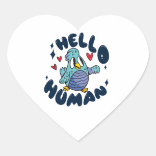 Sticker Cœur Bonsoir humain mignon oiseau
