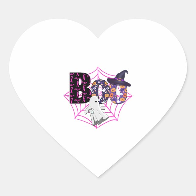 Sticker Cœur Boo Halloween Octobre rose (Devant)