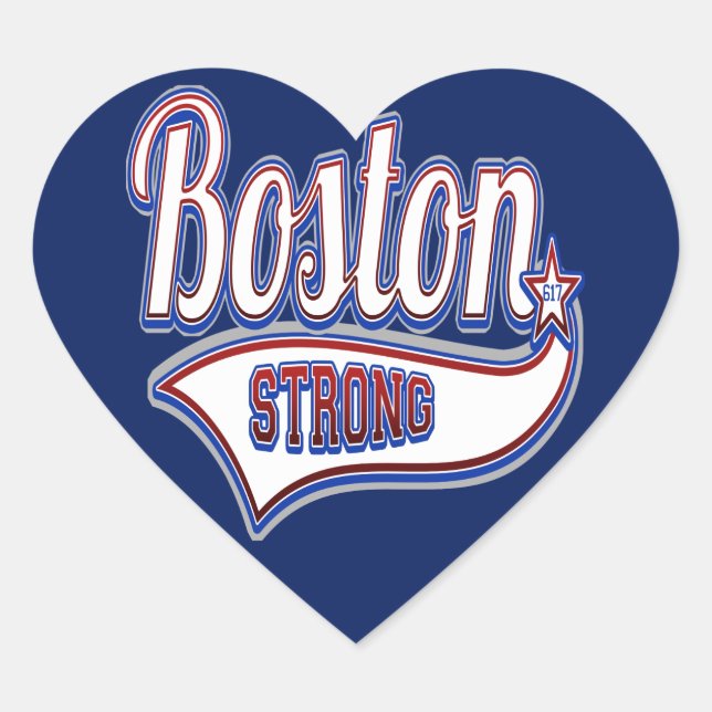 Sticker Cœur Boston Strong Hockey Curling (Devant)