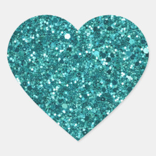 Sticker Cœur Boule Turquoise, étincelle et parties scintillant