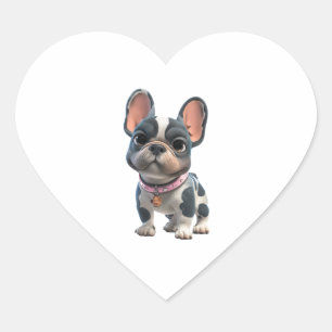 Sticker Cœur Bouledogue Français