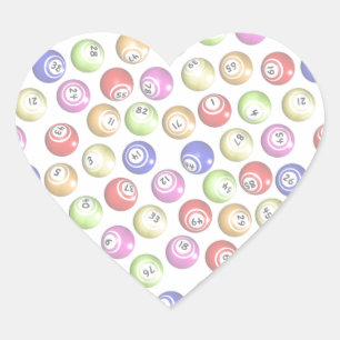 Sticker Cœur Boules de bingo-test