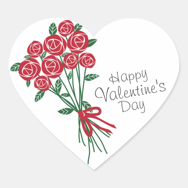 Sticker Cœur Bouquet Saint Valentin des Roses rouges (Devant)
