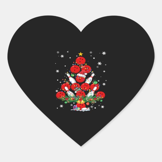 Sticker Cœur Bowling Christmas Tree Père Noël Pickleball Lumièr (Devant)