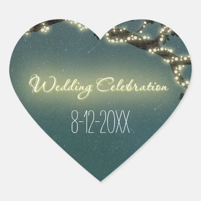 Sticker Cœur Branche Enchantée Mariage rustique Faveurs Phoques (Devant)