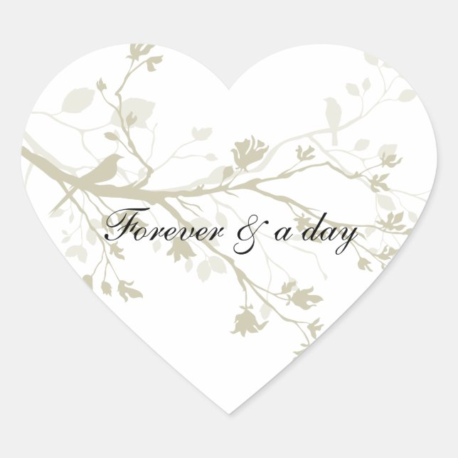 Sticker Cœur Branches d'oiseaux (Devant)