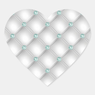 Sticker Cœur Brillant vert Métal Satin Métal Blanc